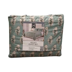 Green - Member's Mark 3-Piece Printed Velvet Quilt & Matching Sham Sets, Full/Qu